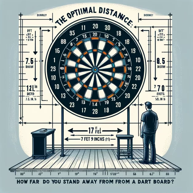 Illustration showing a dartboard with highlighted official throwing distance.