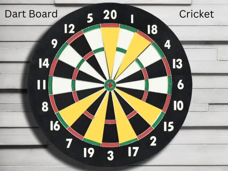 A dartboard at a wooden background (Dart Board Game Cricket)