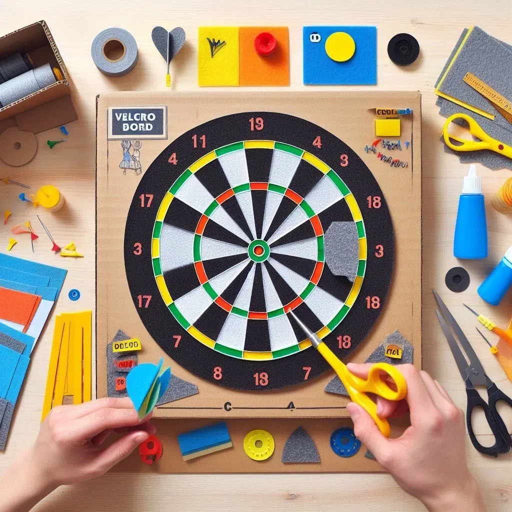 A man making a Velcro Dart Board. (How to Make a Velcro Dart Board )