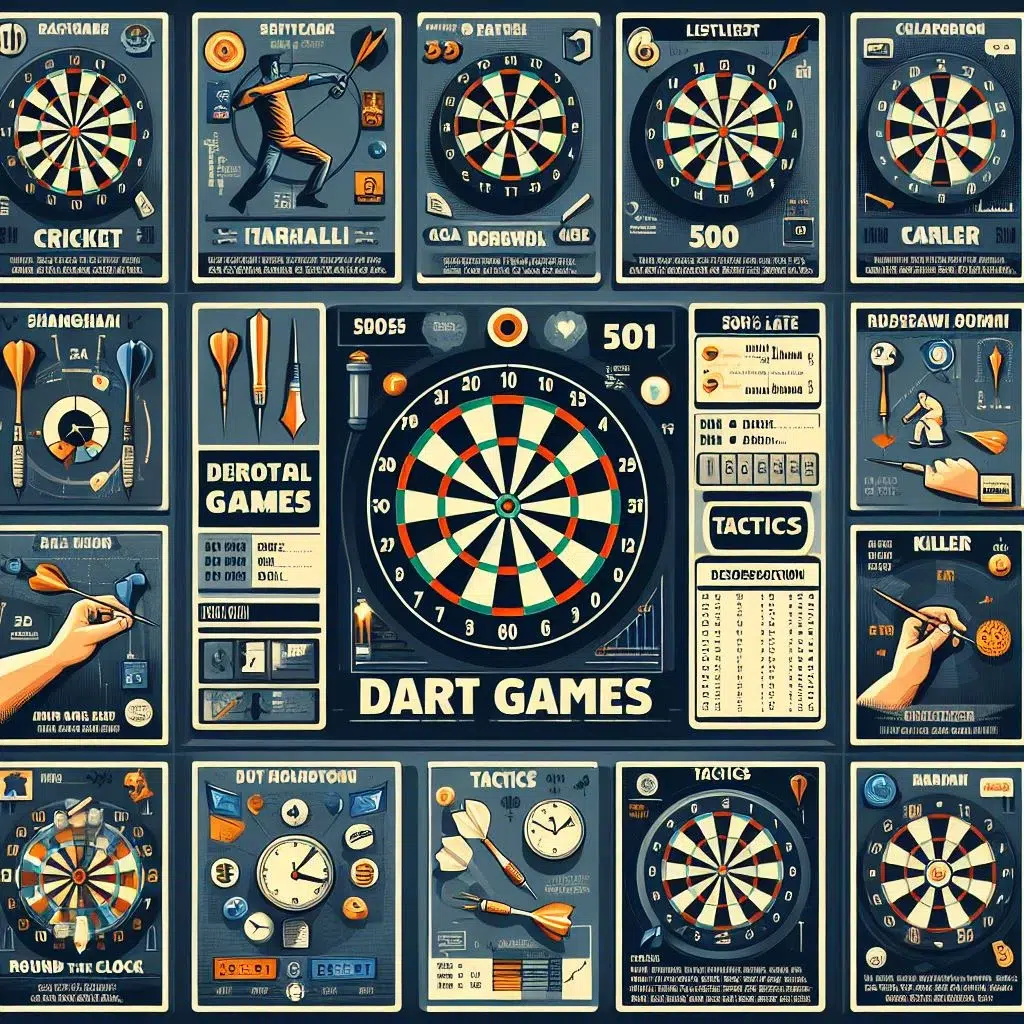 Different type of dart games in a one board. (most popular dart games)