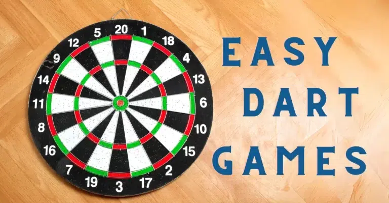 A dart board with info text Easy Dart Games