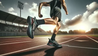 a athletes sports man running wearing Gent's Sports Shoes on a track.