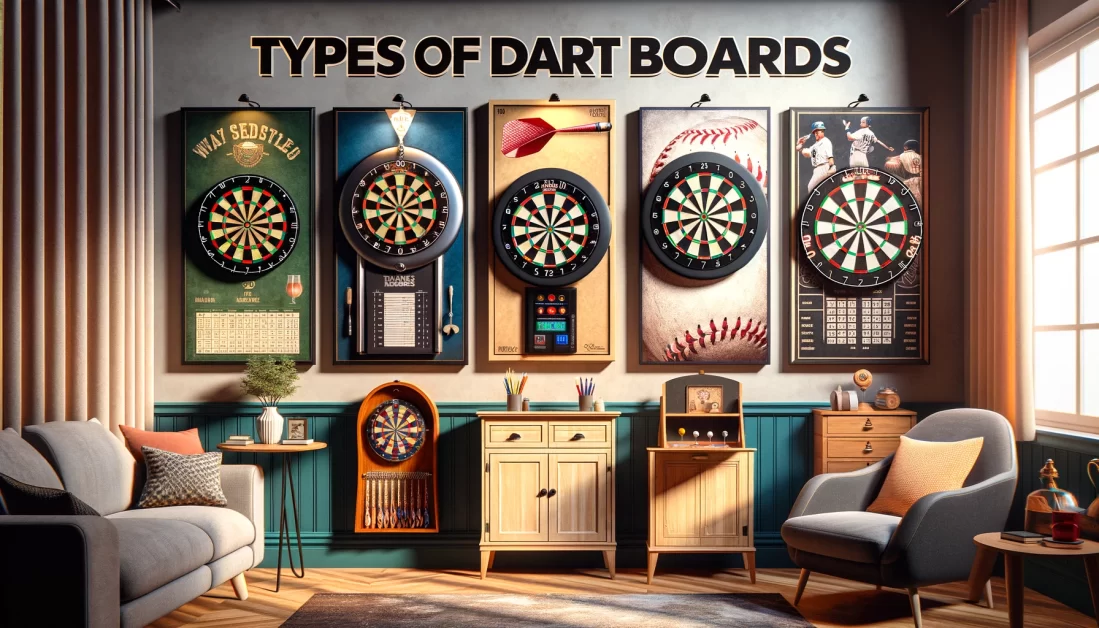 The feature image displaying the five types of dartboards with the title "Types of Dart Boards" has been created to fit the wide-angle dimensions you specified.