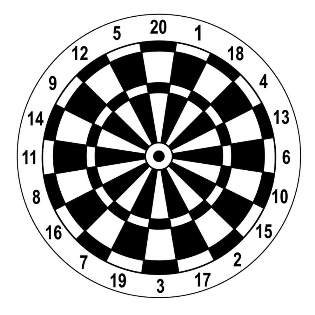 a simple dartboard with numbers